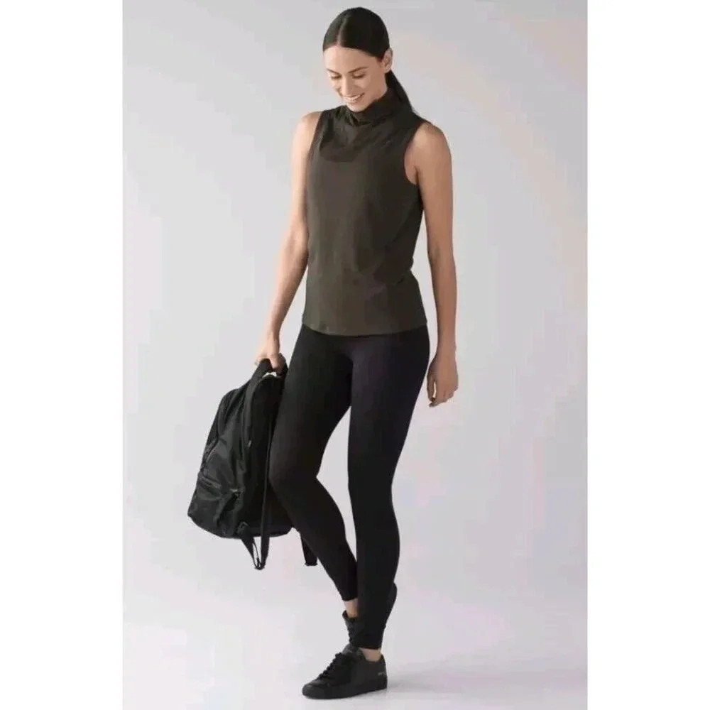 Lululemon Breathe-a-Wool Women's TankTop Dark Olive Green Size 12